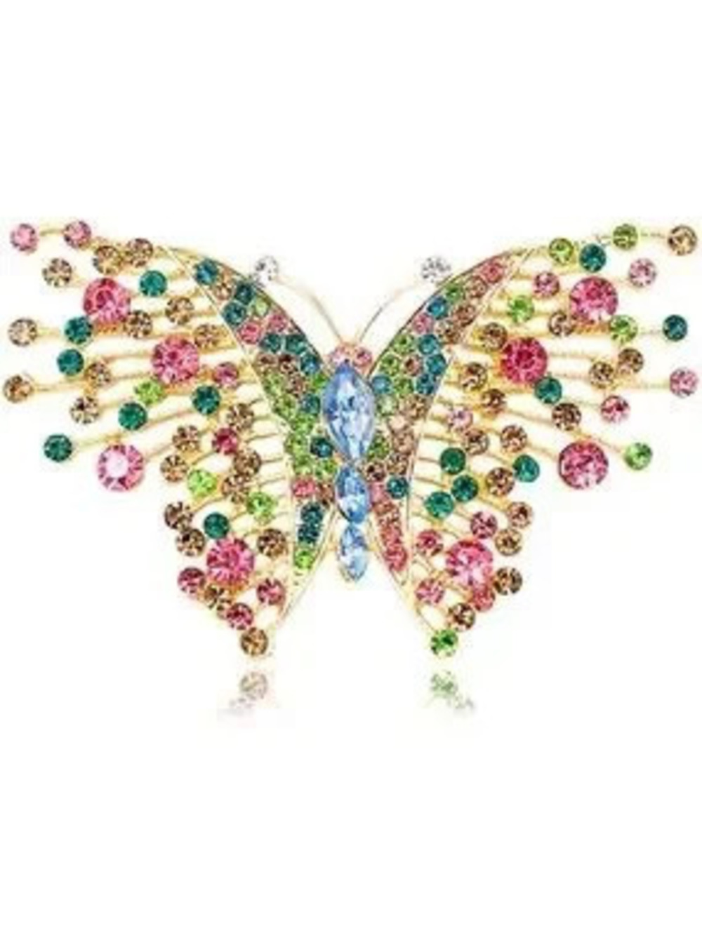 Anthropologie Gold-Tone Multicolor Crystal Butterfly Brooch